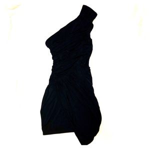 Little Black Asymmetrical One Shoulder Dress